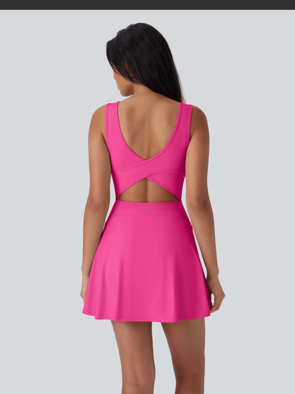 *NWT* HALARA Airy Mini Dress U Neck Fuchsia Fedora - Picture 2 of 6